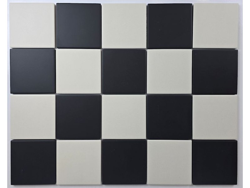 Victorian Black & White Chequerboard 96x96 mm Victorian Kitchen Tiles